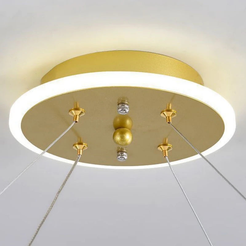 lampe suspendue nordique avec boule de verre et anneau mat réglable