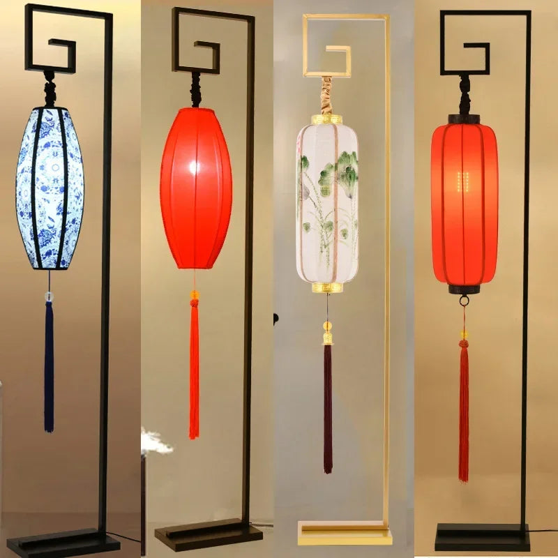 lampadaire rétro zen chinois pour décoration moderne intérieure - vue 3 sur 12