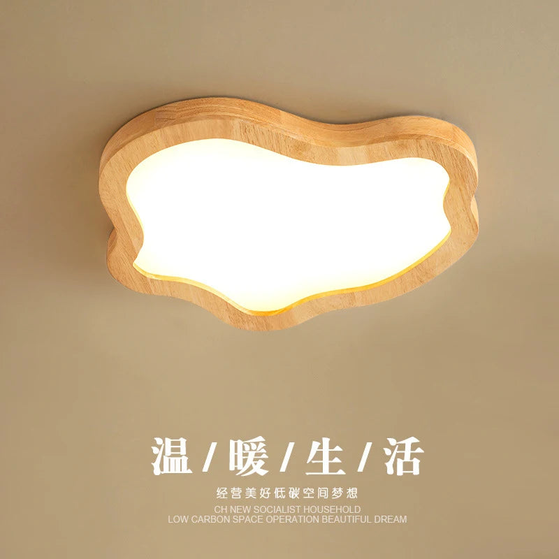 plafonnier moderne à leds avec grain de bois doré nordique