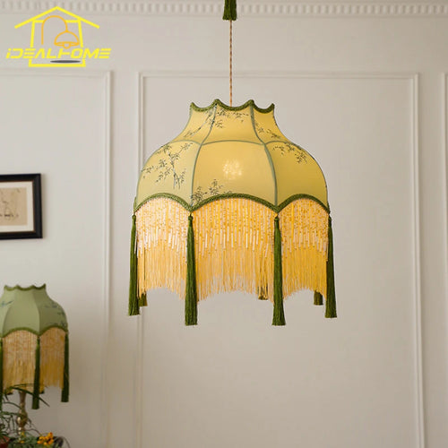 lustre vintage en tissu cuivre style chinois pour décoration intérieure