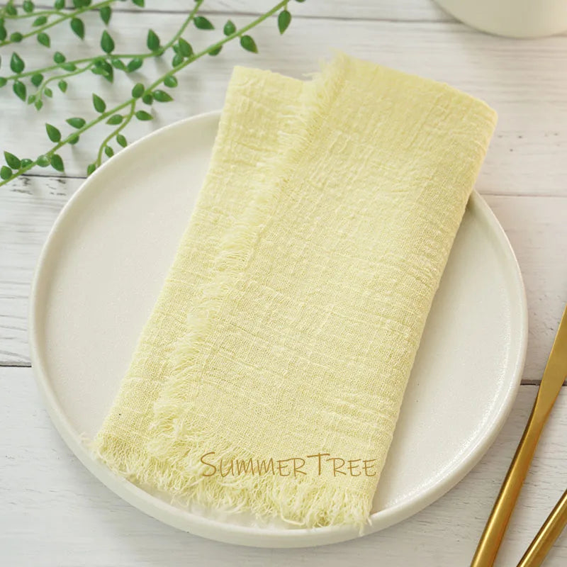 Serviettes de table gaze de coton style rustique