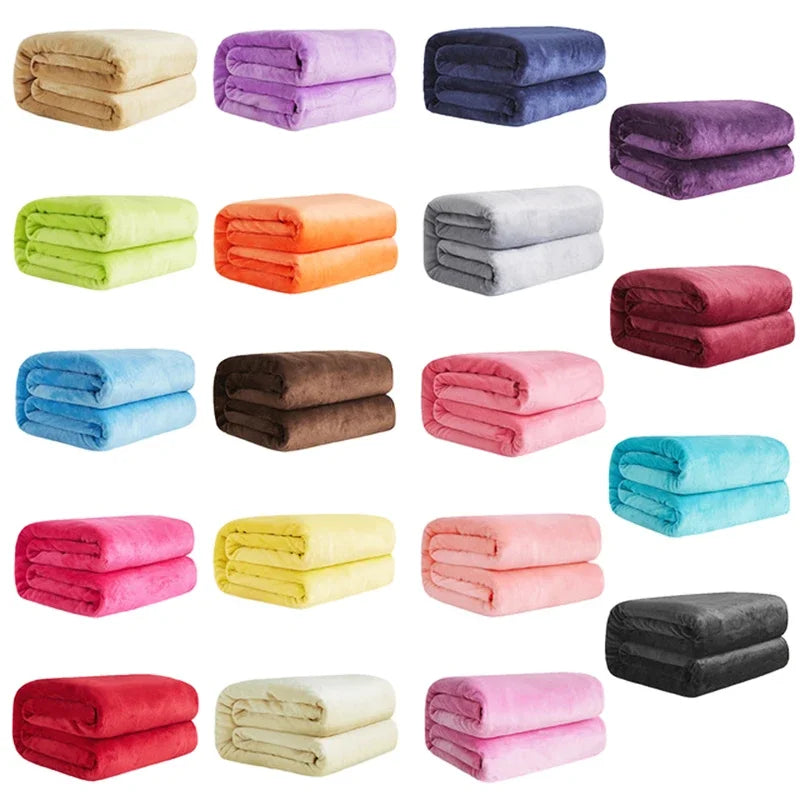 Plaid polaire flanelle corail doux et chaud uni