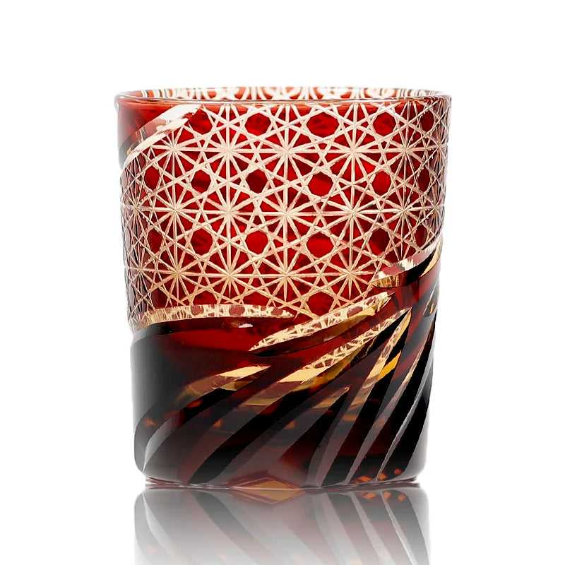 verre whisky edo kiriko motifs géométriques gravés main