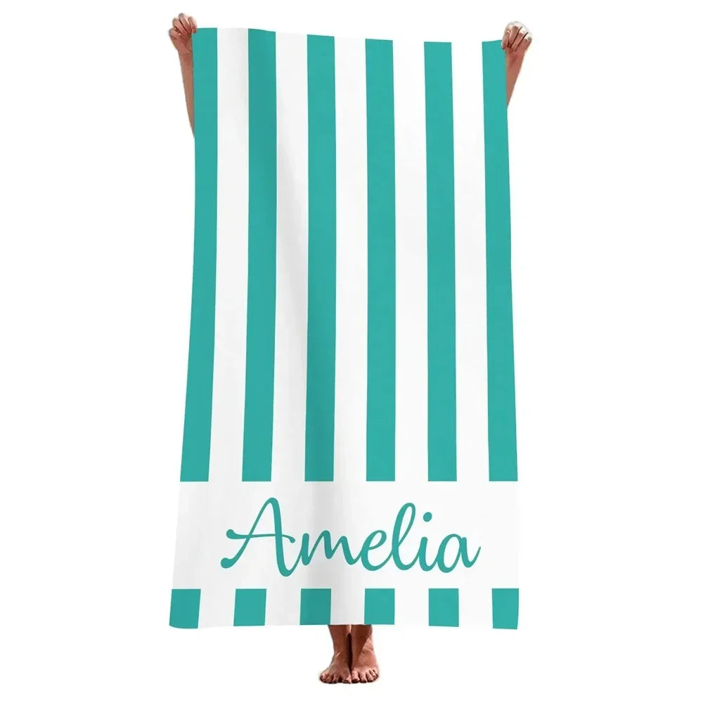 serviette de plage rayée personnalisée microfibre absorbante - vue 5 sur 5