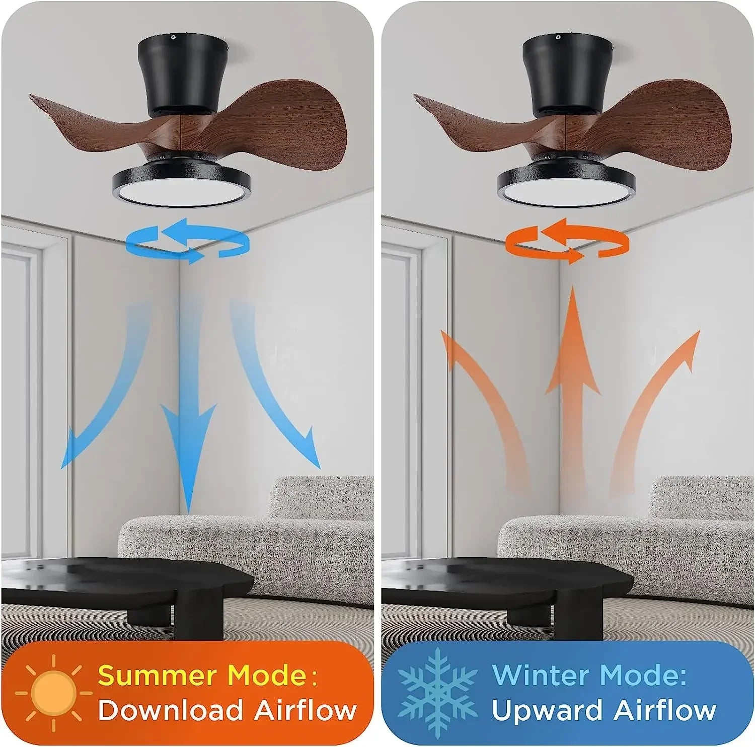 ventilateur de plafond moderne silencieux avec lumière led et télécommande - vue 6 sur 9