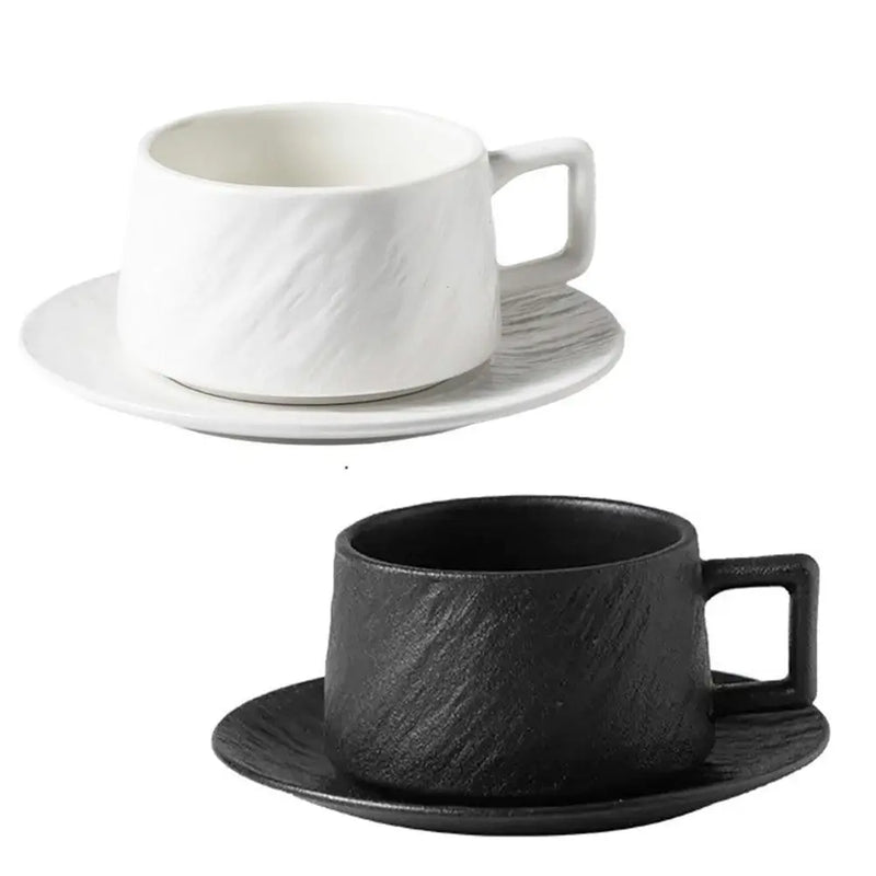 Ensemble tasse assiette ceramique style sable ergonomique
