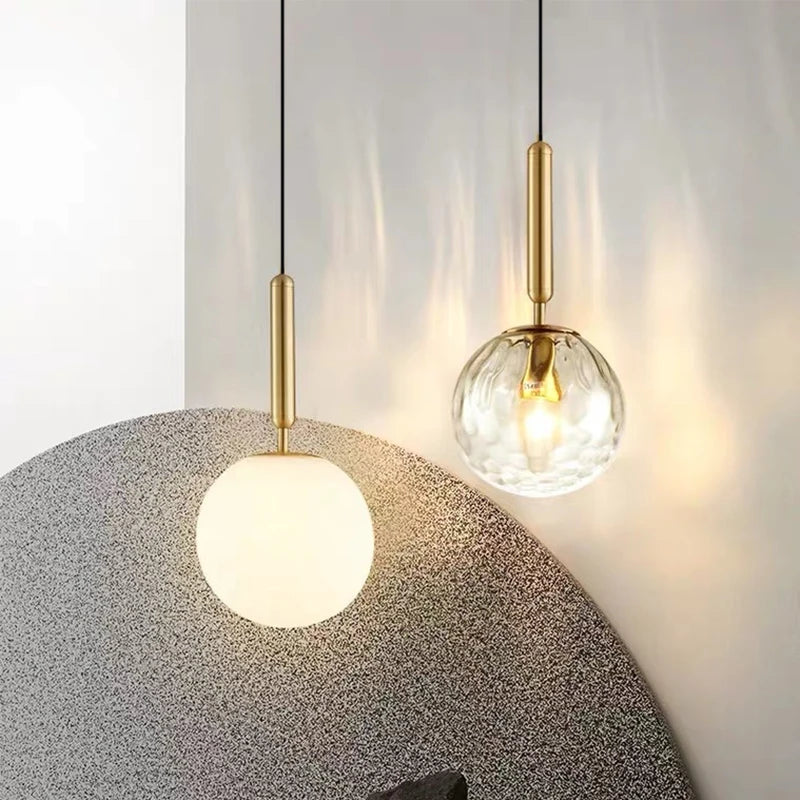 Moderne LED boule de verre installation or/noir intérieur cuisine suspension lampes chevet salle à manger éclairage décoration - vue 5 sur 10