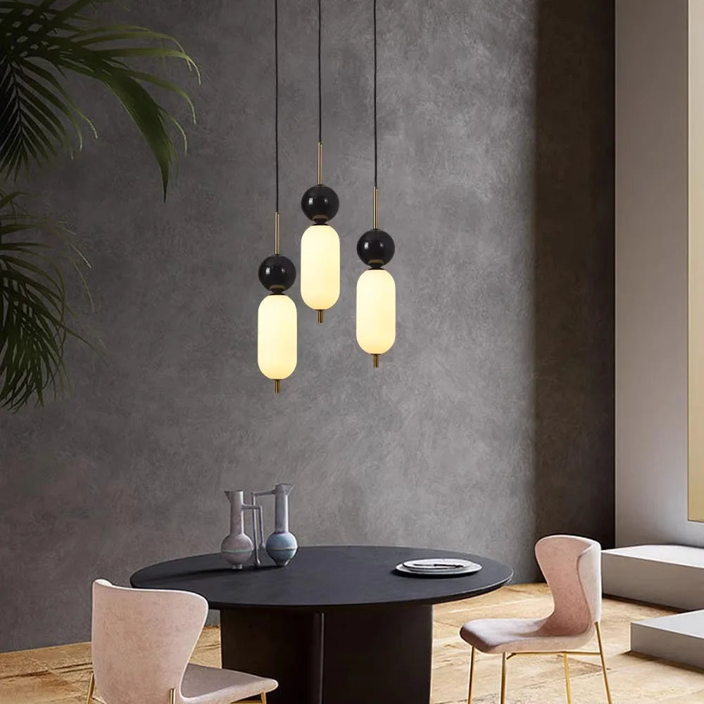 suspension LED en boule de marbre naturel acrylique réglable 	 style