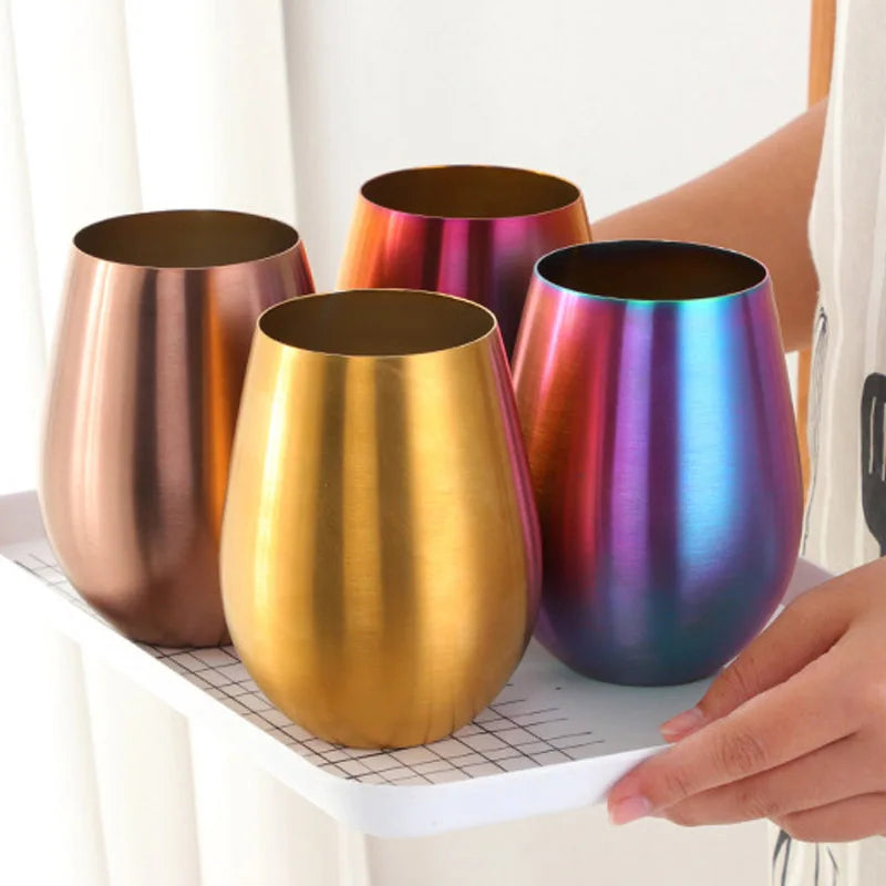 verres vin ronds acier inoxydable style bar maison