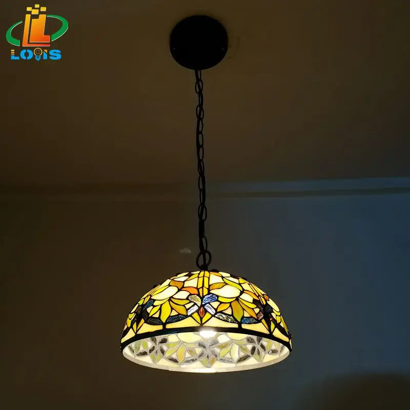 lustre style tiffany en forme de feuille pour décoration intérieure - vue 3 sur 6