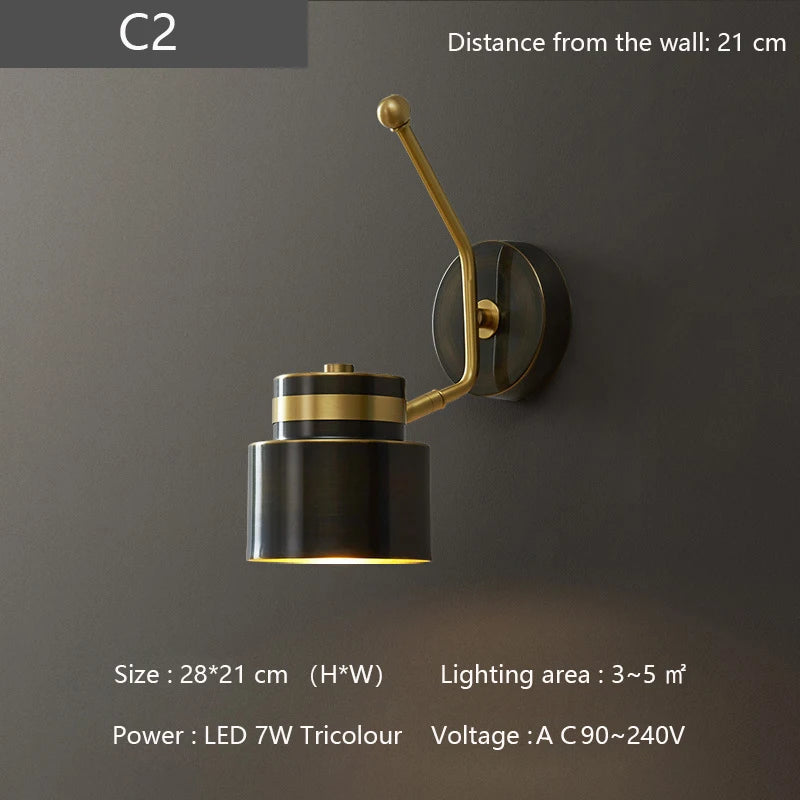 applique murale nordique en laiton lampe moderne à led pour intérieur - vue 12 sur 13