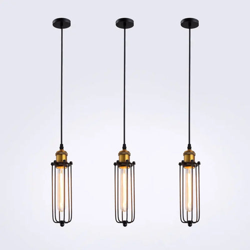 lampes suspendues industrielles vintage avec cage en fer