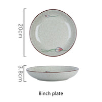 Assiette dessert japonaise ceramique motif floral peinte main