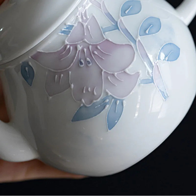 Théière céramique chinoise motifs floraux peints main 160ml - vue 7 sur 7