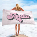 Serviette de plage personnalisée rayures style rétro