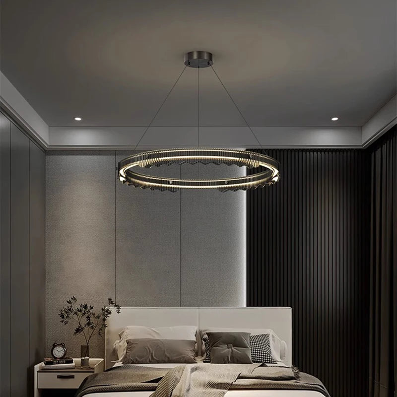 lustre moderne design rond en métal pour éclairage intérieur