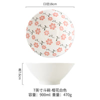 Bol ramen japonais ceramique motifs floraux 1 2l