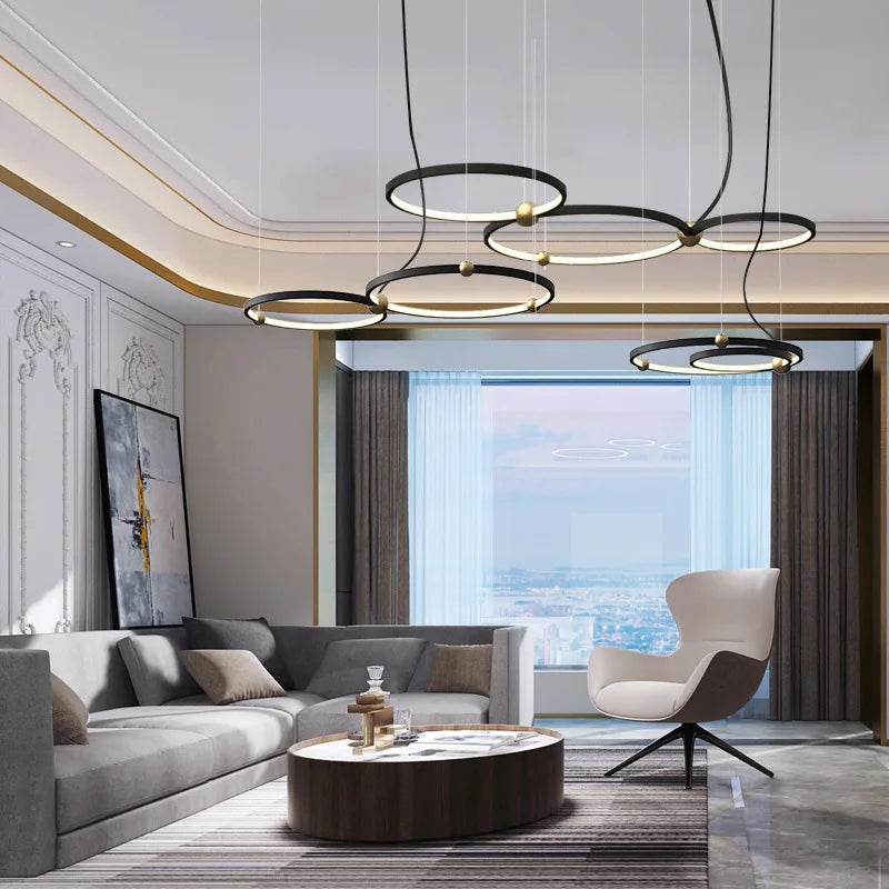 suspension moderne à anneau led pour décoration intérieure - vue 6 sur 9