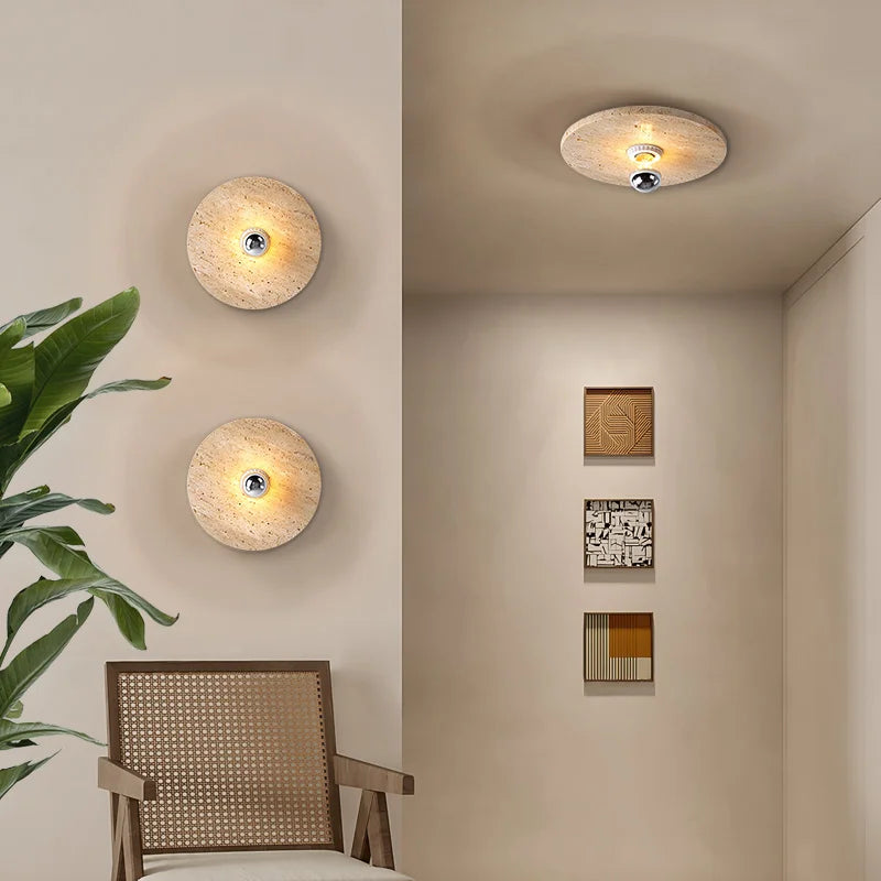 applique murale rétro en pierre naturelle design scandinave à led - vue 5 sur 8