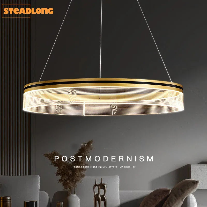 lustre de luxe italien moderne acrylique anneau lumineux créatif simple