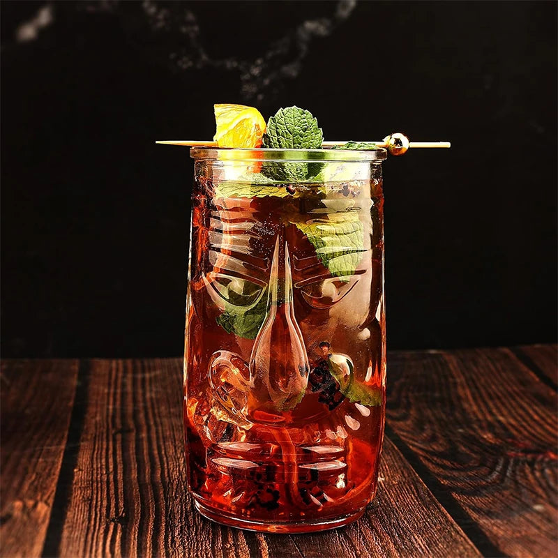 Mug tiki en verre transparent style bar festif