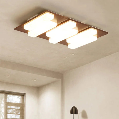 plafonniers led modernes en bois véritable 4/6/9 têtes luminaire intérieur
