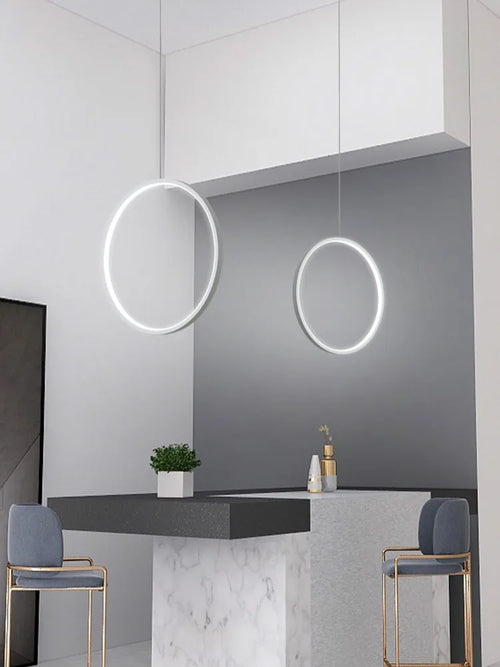 LED moderne anneau cercle suspension lumières rond Lustre décor à la maison pour salon éclairage intérieur noir Lustre luminaire