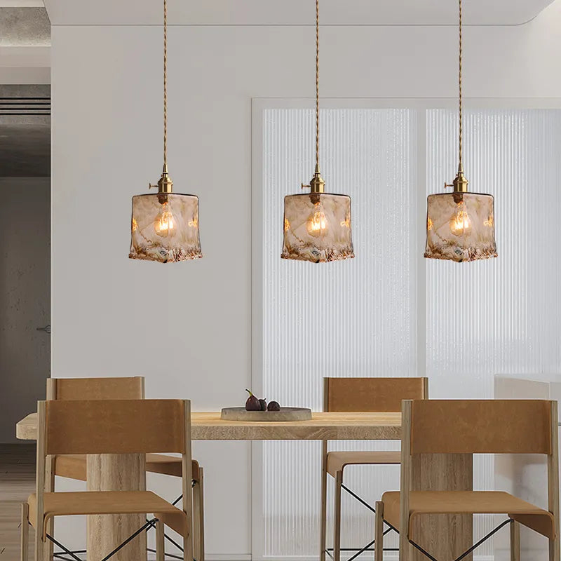 Lustre suspension laiton verre modern