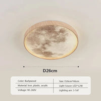 Plafonnier LED nordique en forme de lune en bois