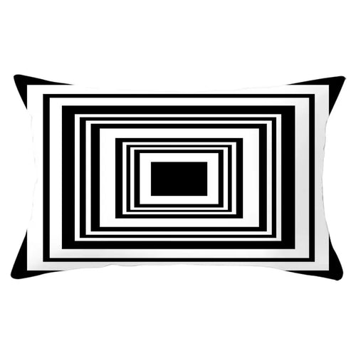 housse de coussin décorative géométrique noir et jaune 30 x 50 cm