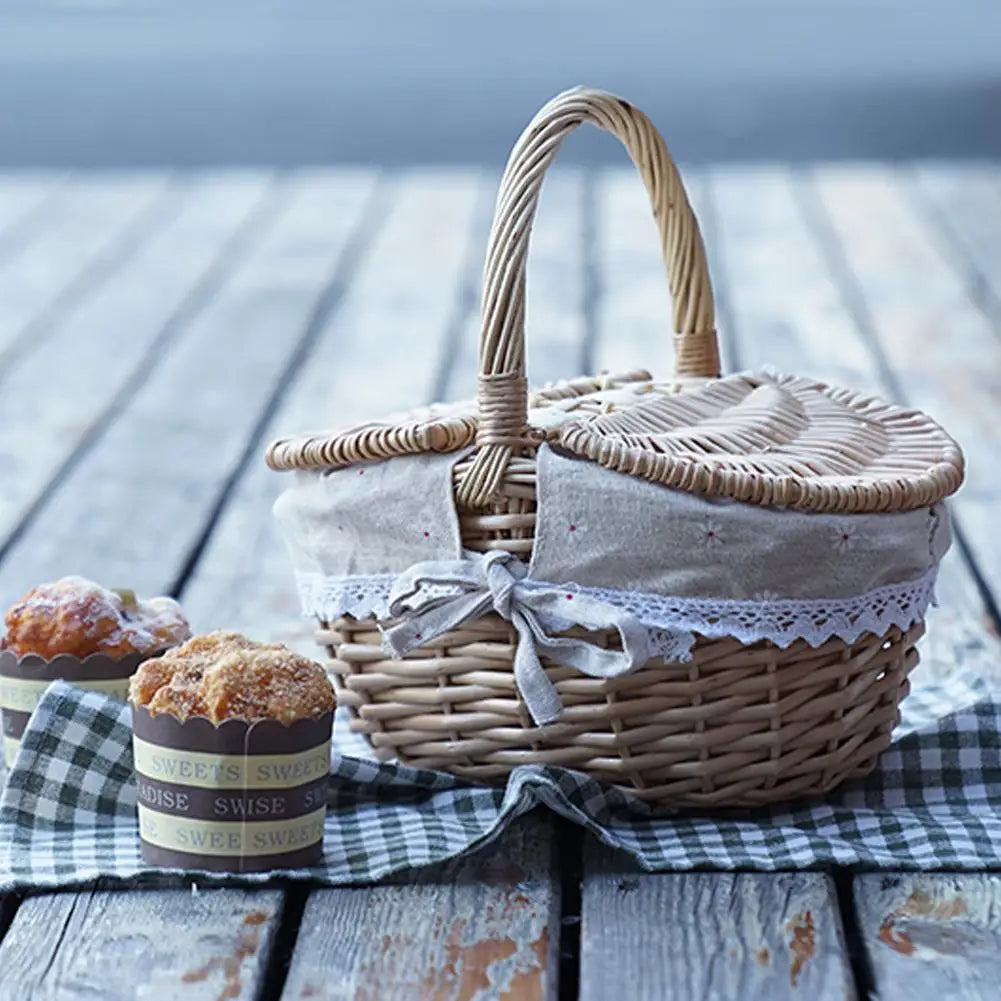 panier de pique-nique en osier tissé à la main pour extérieur - vue 9 sur 8