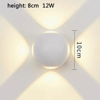 Applique murale LED de jardin étanche ronde à quatre côtés