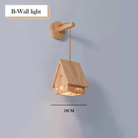 lustre en bois massif pour chambre d'enfant style minimaliste LED
