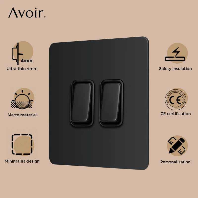 Prise RJ45 en métal noir mat bords arrondis