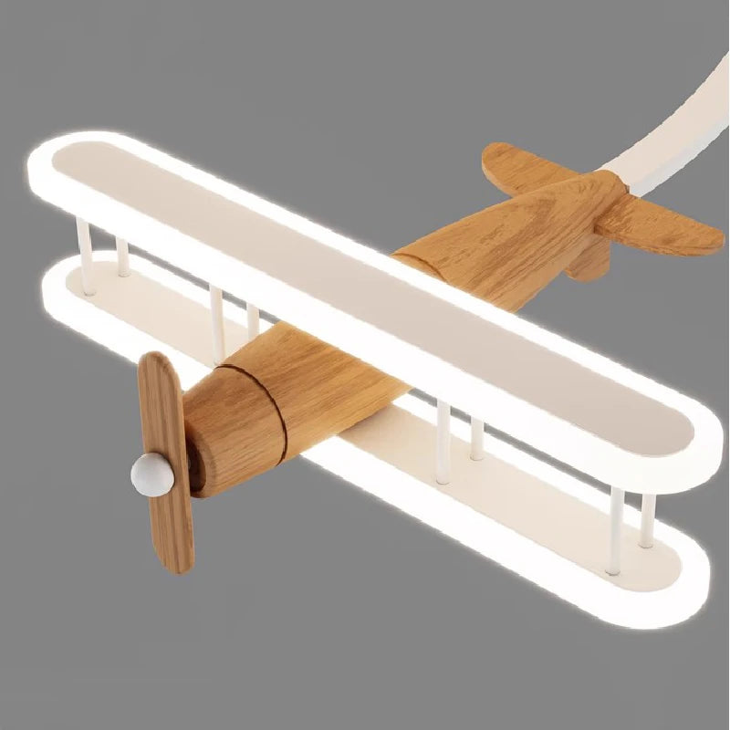 plafonnier avion en bois pour chambre d'enfant moderne et chaleureux - vue 7 sur 8