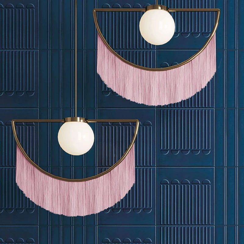 lampe à poser cœur avec pompon rose style nordique créatif - vue 2 sur 12
