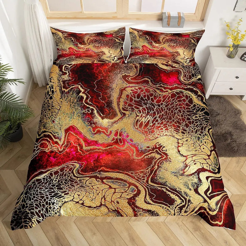 parure de lit 3d marbre nordique blanc rose 1 et 2 places