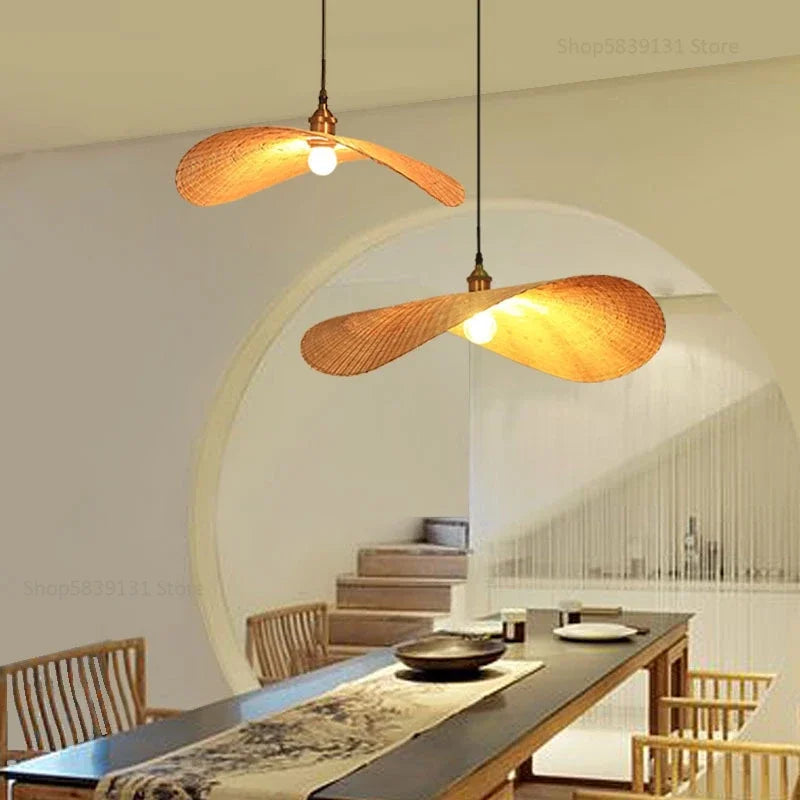 lampes led suspendues modernes faites à la main en bambou - vue 5 sur 6