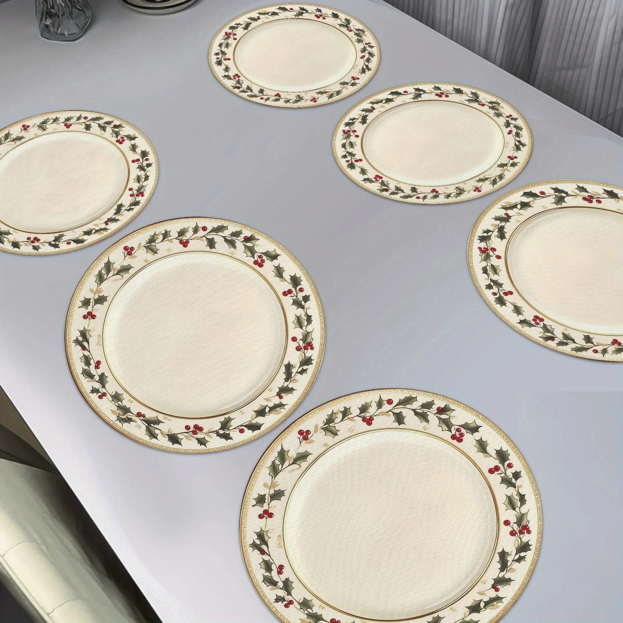 set de table noel houx flocons 6 pieces - vue 3 sur 6