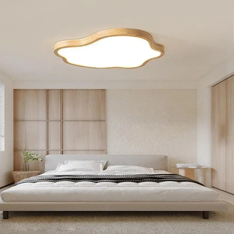 plafonnier led nordique en bois forme nuage éclairage décoratif moderne - vue 5 sur 8