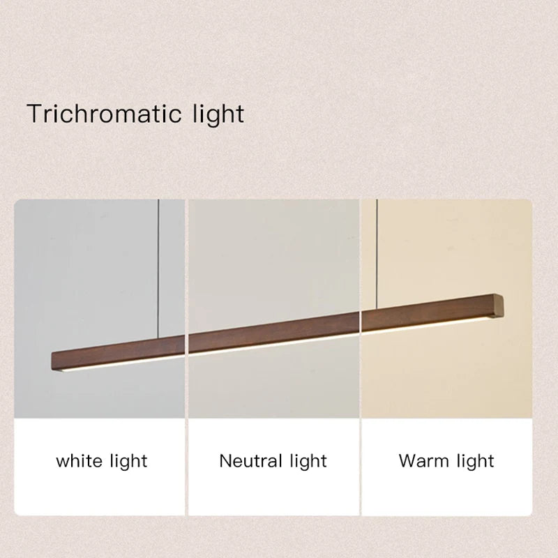 suspension moderne à led en bois avec télécommande pour éclairage intérieur - vue 7 sur 8