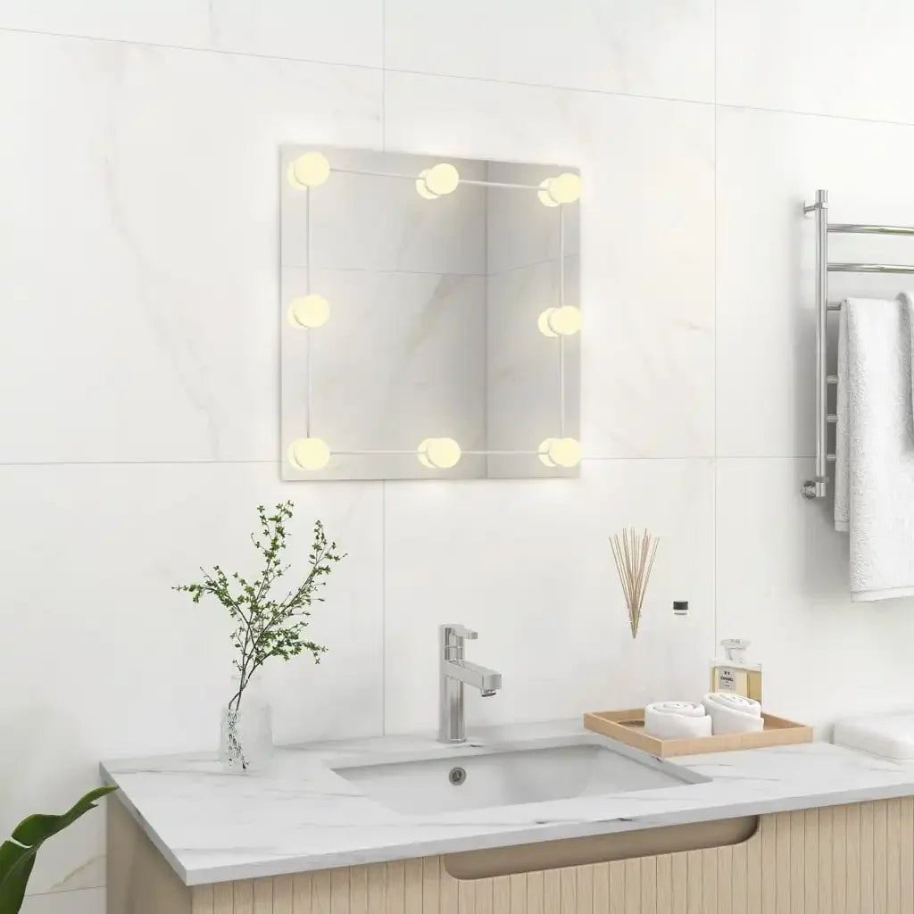 miroir mural avec éclairage led décoratif carré en verre - vue 7 sur 7