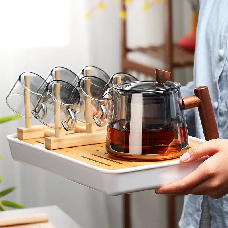 Théière gaiwan en verre résistant chaleur infusion puer - vue 5 sur 6