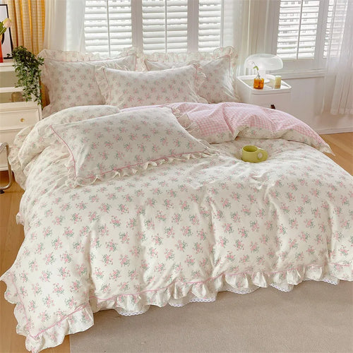 housse de couette florale en pur coton pour fille