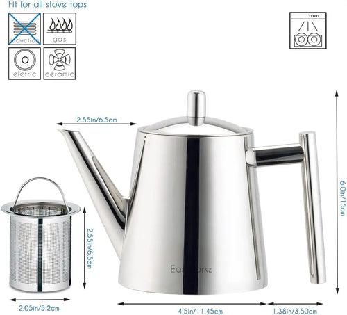 Theiere acier inox infuseur amovible 11l design moderne