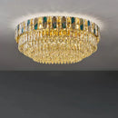 plafonnier led art déco en cristal doré et acier inoxydable