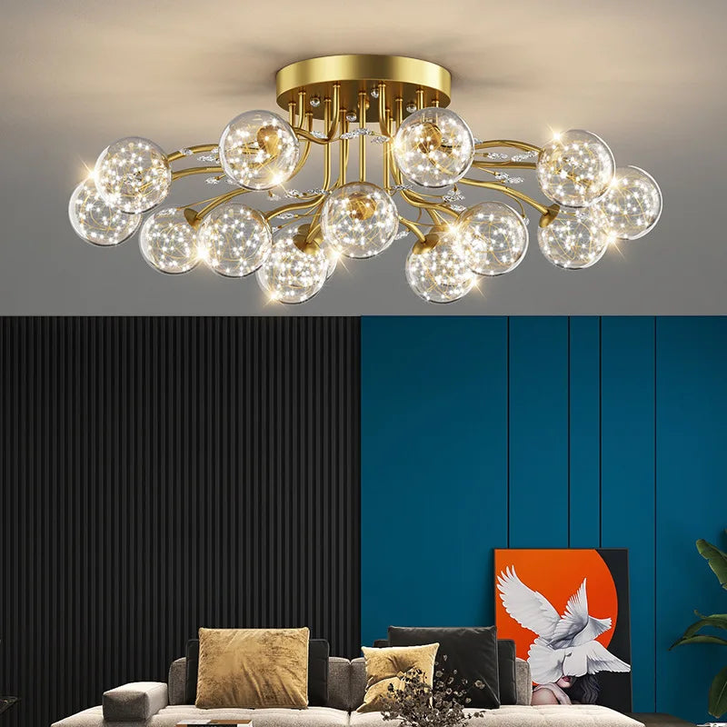 lustre à led en verre bulles design moderne et élégant - vue 4 sur 18