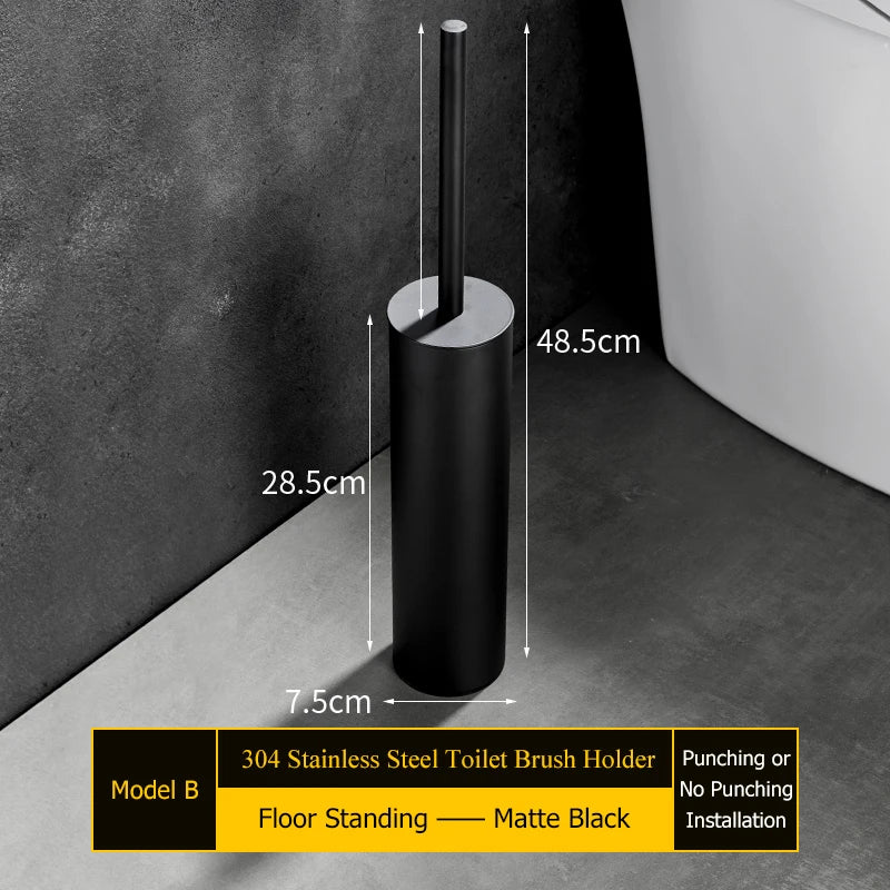 porte-brosse mural en acier inoxydable pour salle de bain