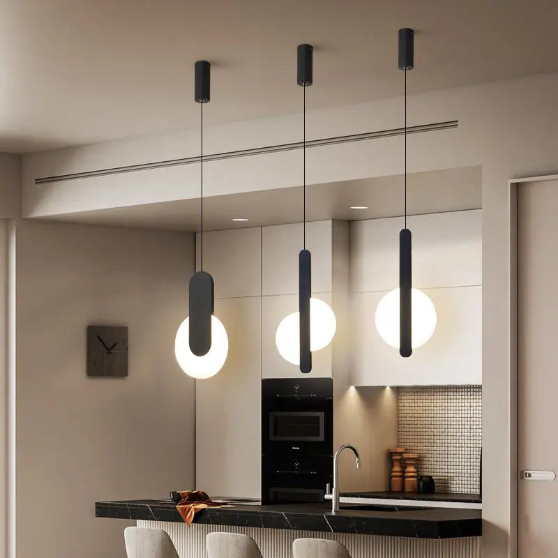 suspension led modernes avec appliques acryliques - vue 5 sur 8