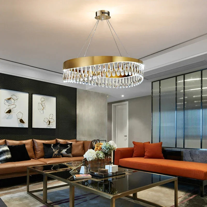 lustre en cristal de luxe pour éclairage décoratif intérieur - vue 4 sur 13